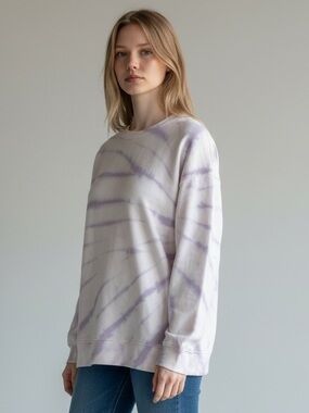 Splendid Lavender Tie-Dye Crewneck Pullover